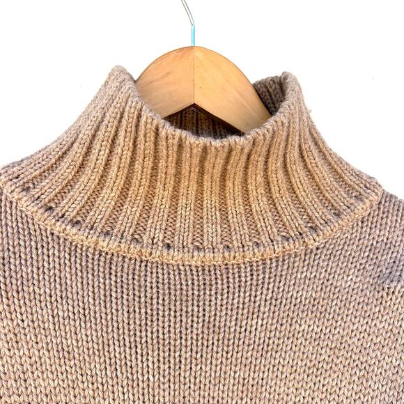 Shaina Mote Baby Alpaca Knit Oversized Slouchy Turtleneck Sweater Tan Small - Picture 8 of 8